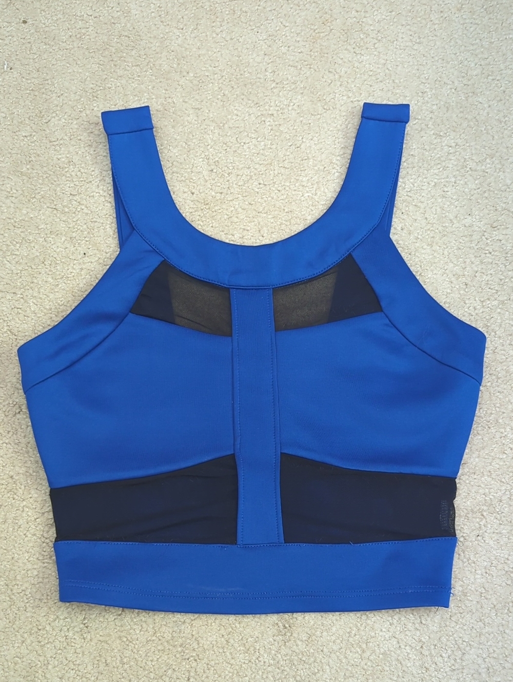 Charlotte Russe Royal Blue Mesh-Panel Crop Top